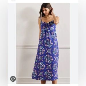 BODEN Linen Floral Print Midi Dress